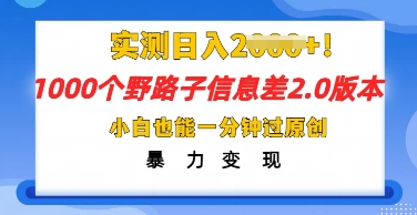 2025抖音1000个野路子信息差最新玩法,一分钟过原创,暴力变现月入几k-积流资源站