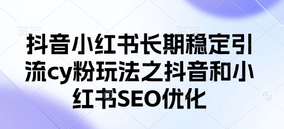 抖音小红书长期稳定引流cy粉玩法之抖音和小红书SEO优化-积流资源站