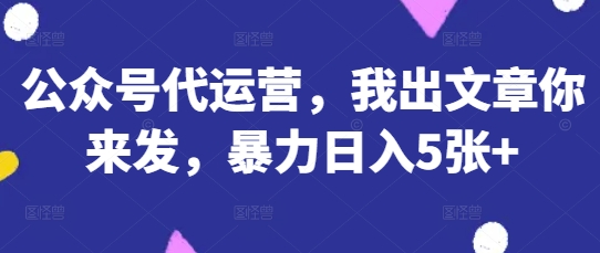 公众号代运营,我出文章你来发,暴力日入5张+【揭秘】-积流资源站
