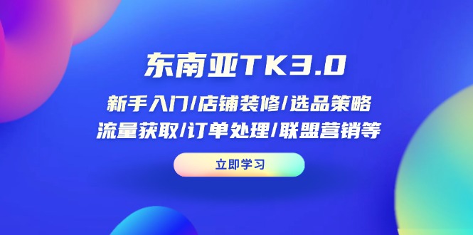 （14208期）东南亚TK3.0：新手入门/店铺装修/选品策略/流量获取/订单处理/联盟营销等-积流资源站