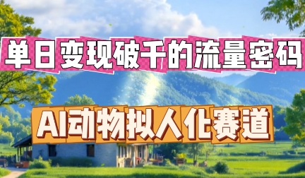 单日变现破k的流量密码,AI动物拟人化赛道-积流资源站
