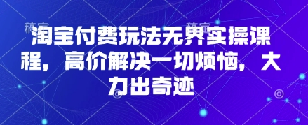 淘宝付费玩法无界实操课程,高价解决一切烦恼,大力出奇迹-积流资源站