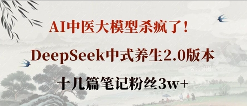 AI中医大模型杀疯了!DeepSeek中式养生2.0版本,十几篇笔记粉丝3w+-积流资源站