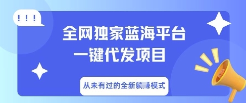 全网独家蓝海平台一键代发项目,从未有过的全新躺Z模式-积流资源站