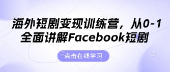 海外短剧变现训练营,从0-1全面讲解Facebook短剧-积流资源站