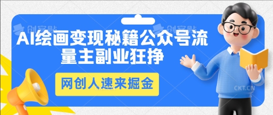 AI绘画变现秘籍:公众号流量主副业狂挣,网创人速来掘金-积流资源站