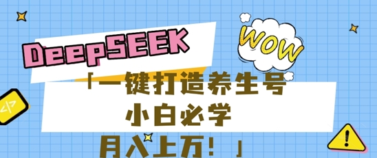 25年最新风口,用DeepSeek做养生号,小白必学,日入数张,一条作品涨粉1W+-积流资源站
