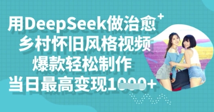 用DeepSeek做治愈乡村怀旧风格视频,爆款轻松制作,当日最高变现多张-积流资源站